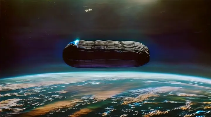 an object floating in the air above the earth