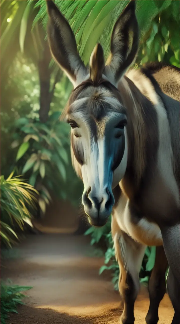 Donkey shouted in a jungle