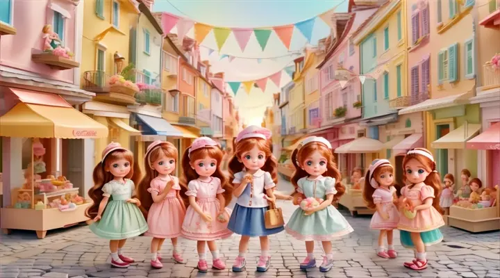 a group of little girls standing next to each other, baby dolls, beautiful, dolls are playing, dolls are smilling