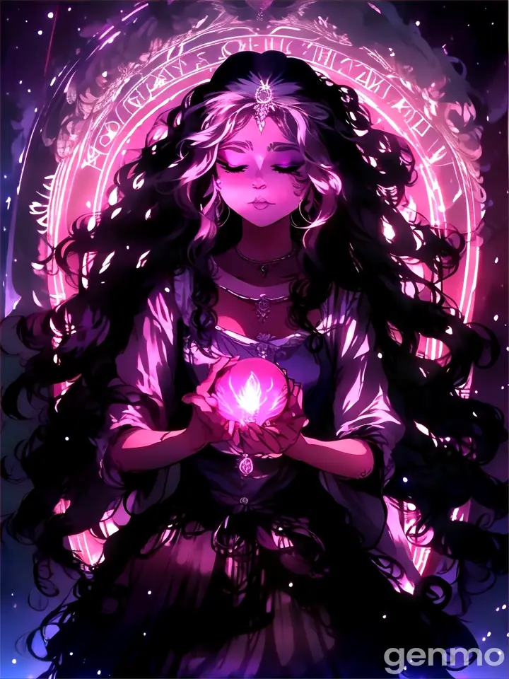 a girl holding a glowing ball in her hands