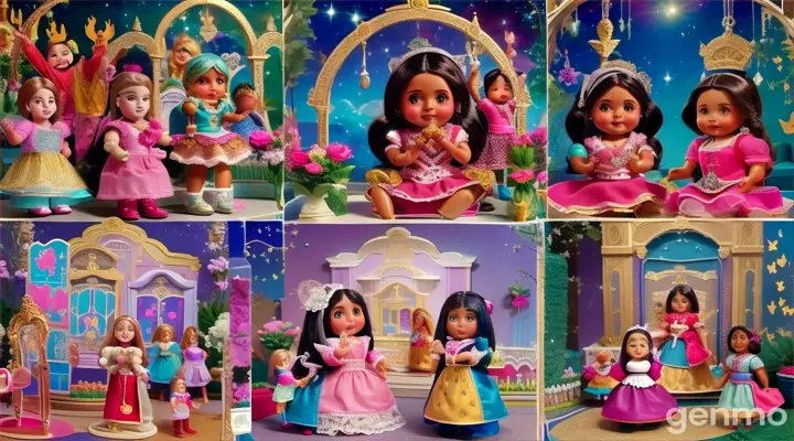 a collage of photos of dolls in different outfits