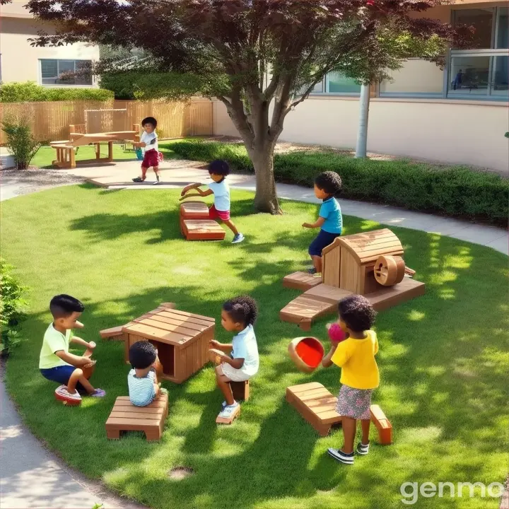 a group of children playing in a yard