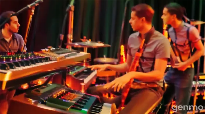 a man playing a keyboard in a music studio, size 1920 by 1080