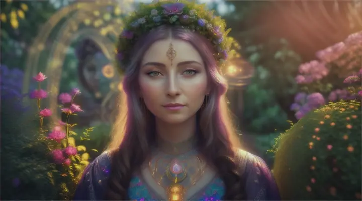 magical spiritual lady in garden maze