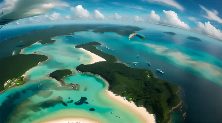 parchute diving in the ocean 