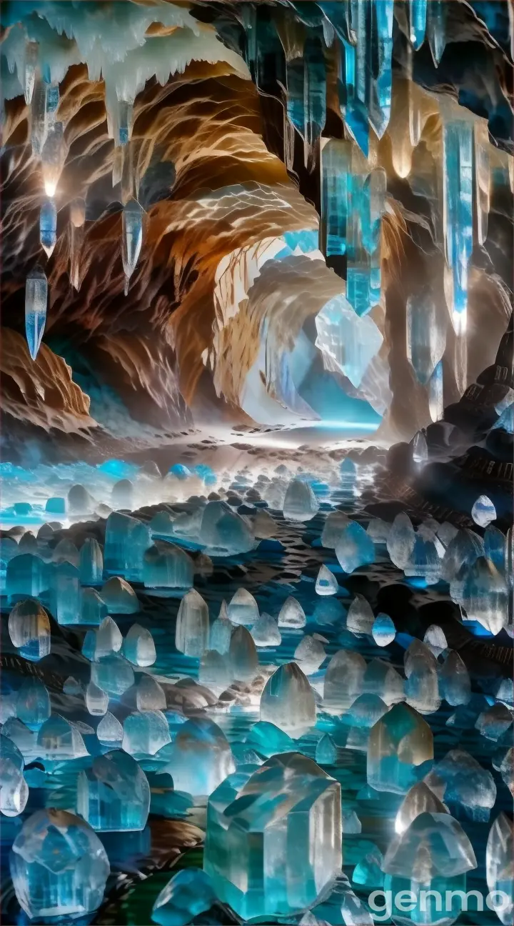 a cave filled with lots of ice and water