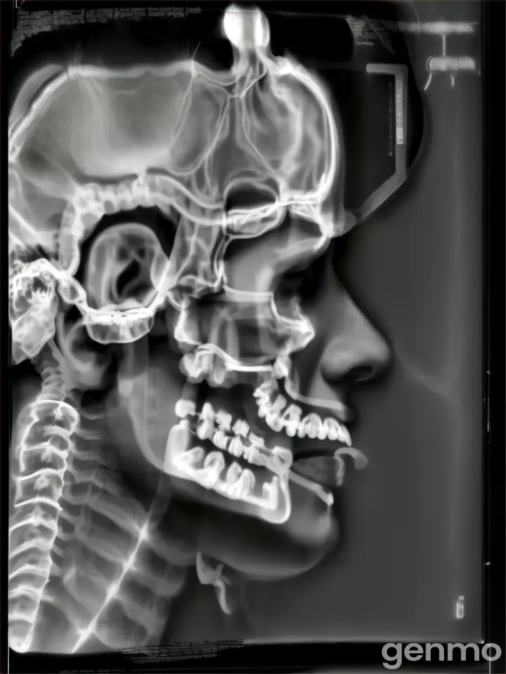 an x - ray of a person's head and neck