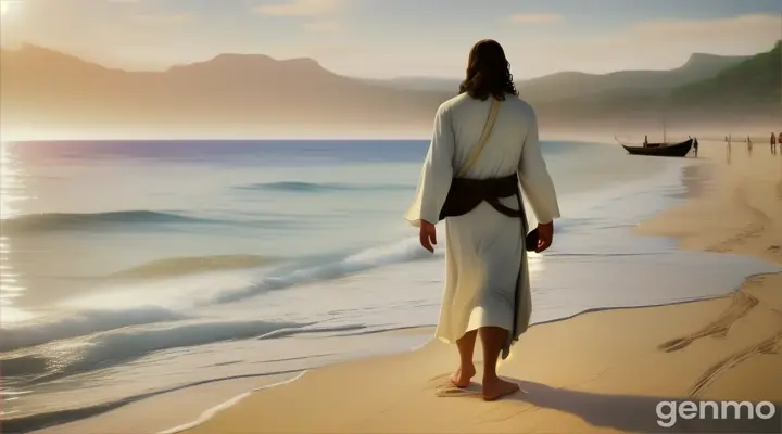 JESUS CRISTO CAMINHANDO NA PRAIA IMAGEM 16:9