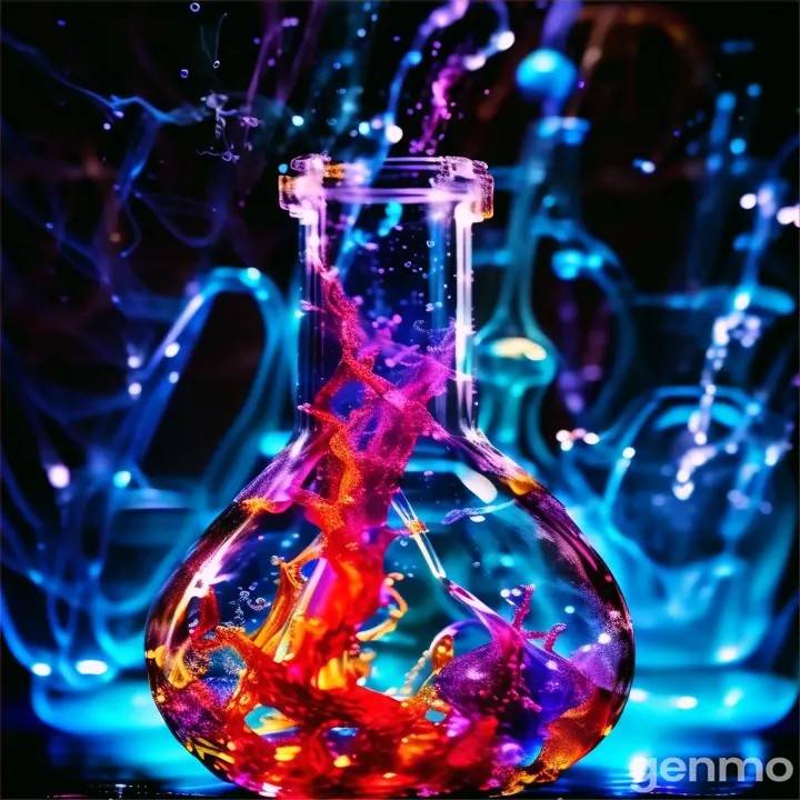 Close-up of a chemical reaction taking place in Fatima’s
vial:
- Description: "A close-up of a glass vial as a colorful
chemical reaction occurs inside."
- Background: "Detailed view of alchemical glassware and
bubbling reactions."