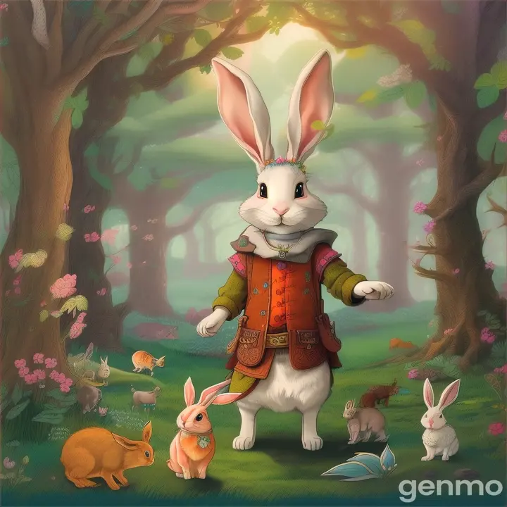 From that day on, the rabbit Benny's life changed. He was no longer shy or afraid. He ventured out of his burrow and explored the forest, making many new animal friends. Benny became friends with everyone, and lived a happy life full of adventure.