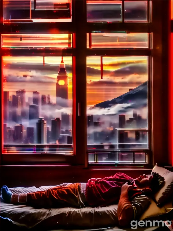 a person laying in a bed in front of a window