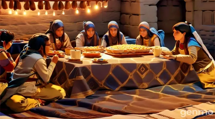 a group of people sitting around a table