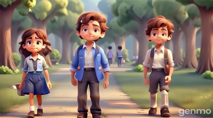 a couple of kids walking with each other. There were three children – Raju, Riya and Mohan. Raju was a child of dreams, who always looked towards heights. Riya was care-free, with a happy and relaxed attitude. And Mohan was a frustrated child who felt that he had only temporary happiness