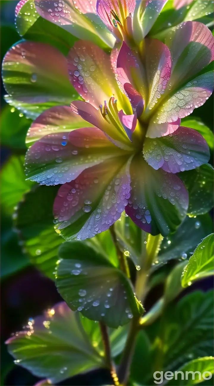 a pink flower with water droplets on it