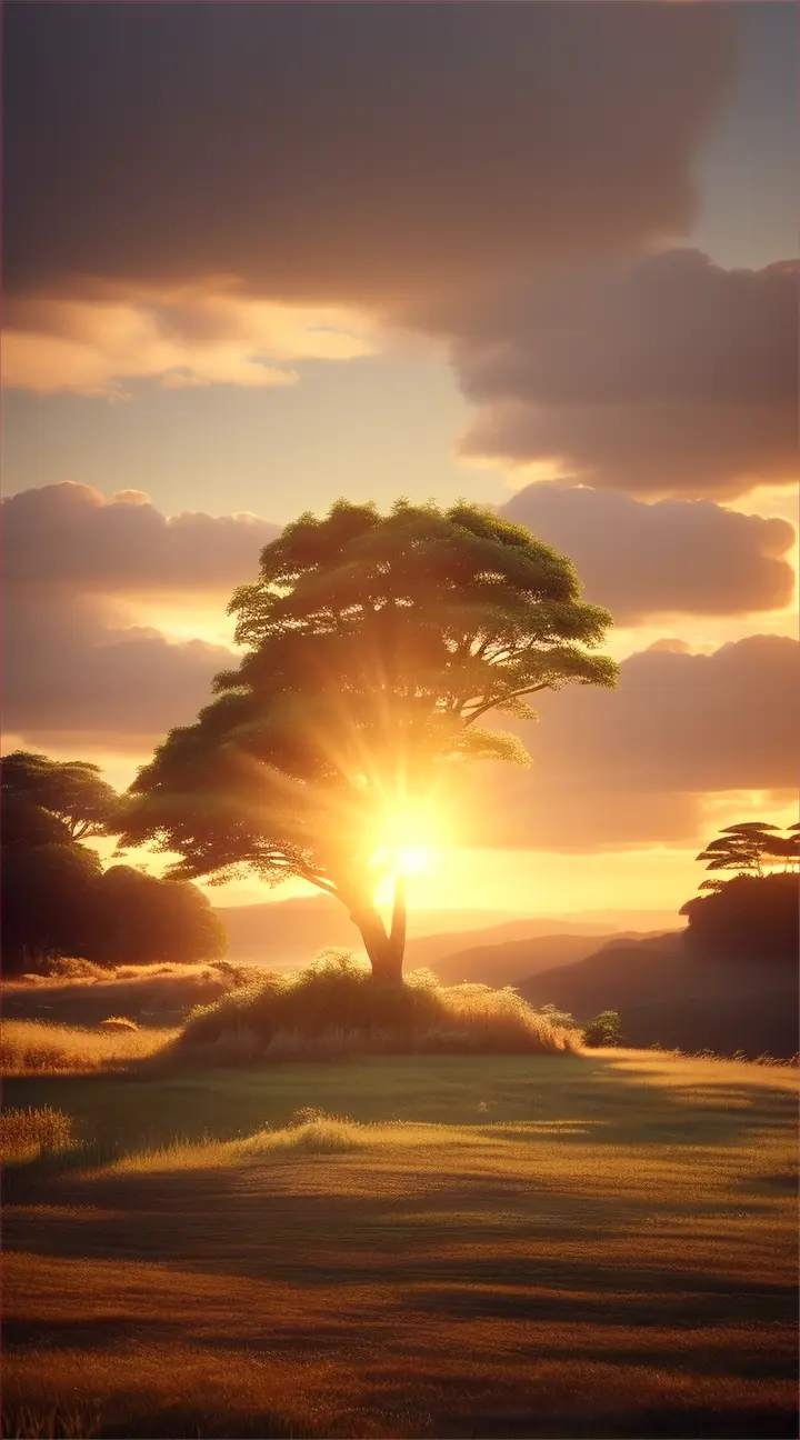 Create a beautiful and heavenly scenery of nature during the sunrise