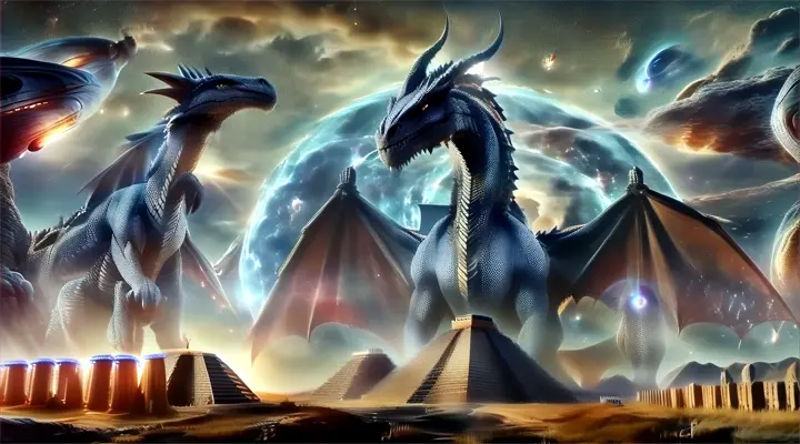 a dragon standing in the middle of a desert
