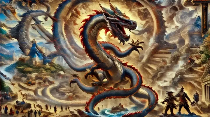 a painting of a dragon on a wall