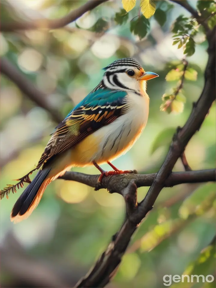 The bird flying and singing around the yard near the house 