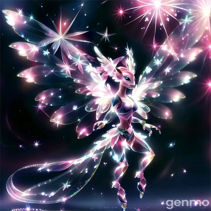 a pink and white fairy with stars on her wings