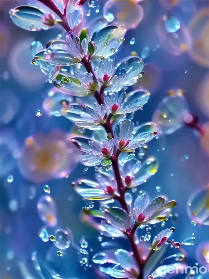 a close up of a plant with drops of water on it