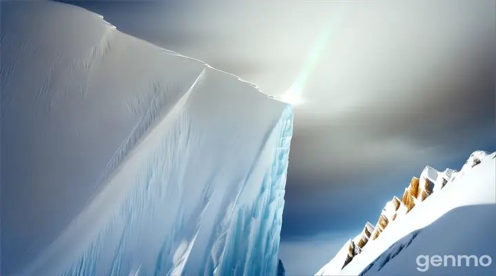 Climbers climbing a very high mountain covered with snow. The wind is blowing very very fast. snow is flying.