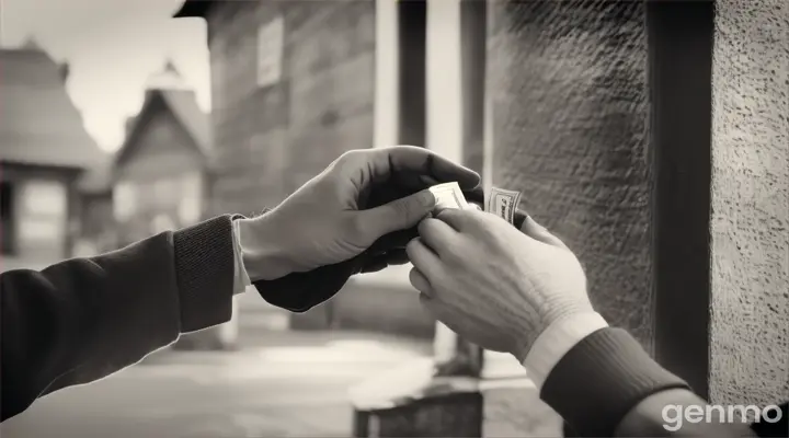 A Man Giving money with his hand to poor people in olden days 