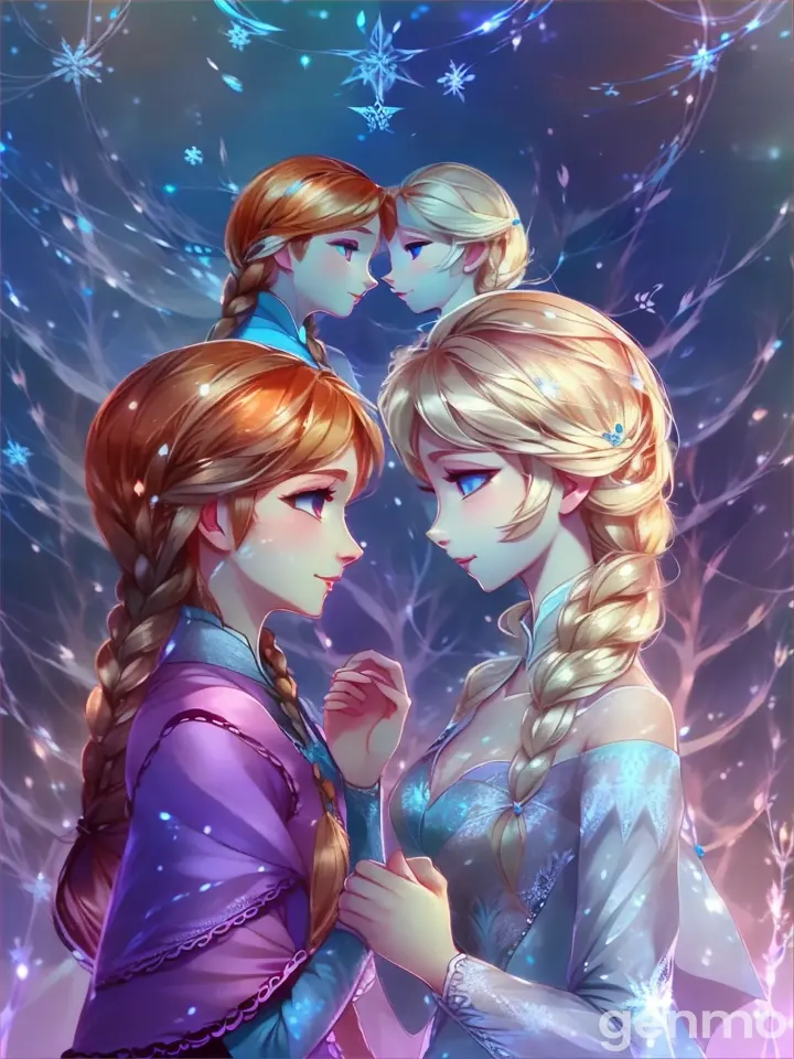a couple of frozen princesses standing next to each other