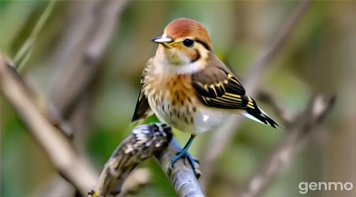 a small bird perched on a tree branch