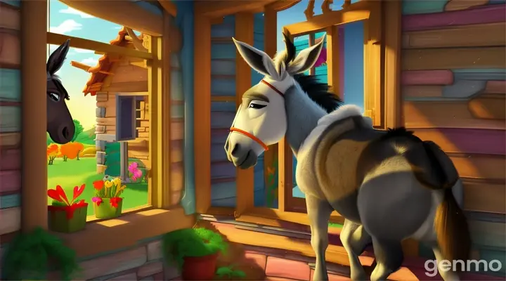 Donkey opens the window and talks