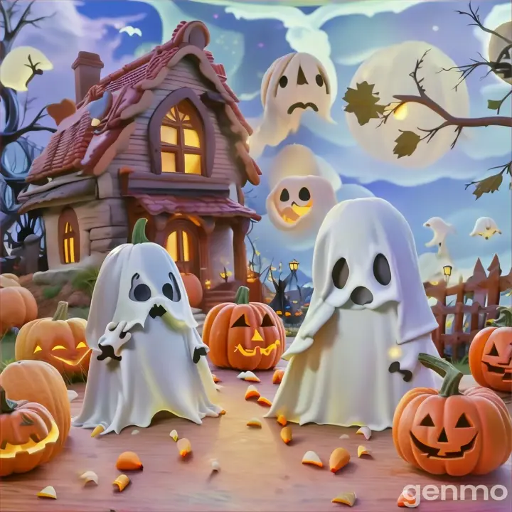 fun ghosts and glowing pumpkins