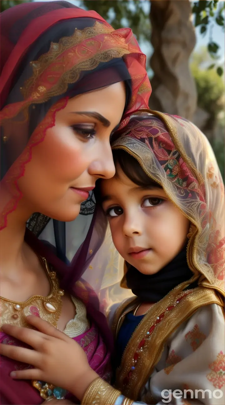 ترجمة نص باستخدام الكاميرا
A beautiful veiled woman with her little boy and looking at him with a smile 9:16