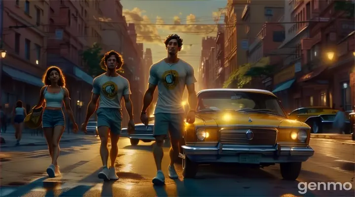 a man and a woman walking down a street