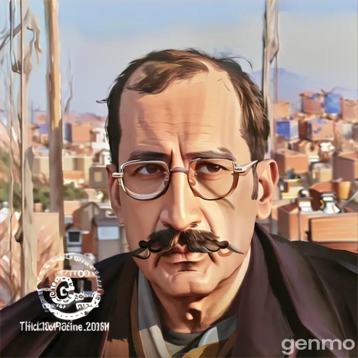 a painting of a man with glasses and a mustache