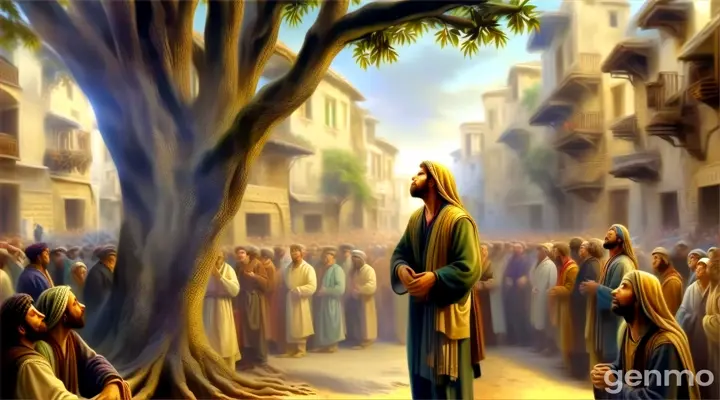 a man sitting on a tree next to a crowd of people high resolution,high quality,realistic details