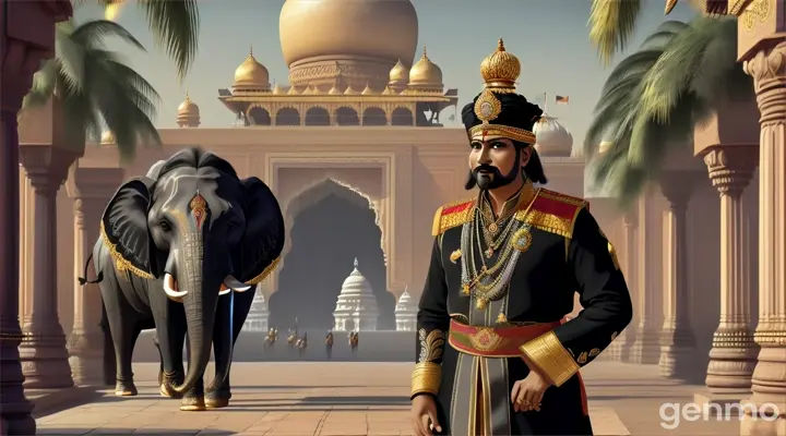 make an animated video of indian king in black clothes