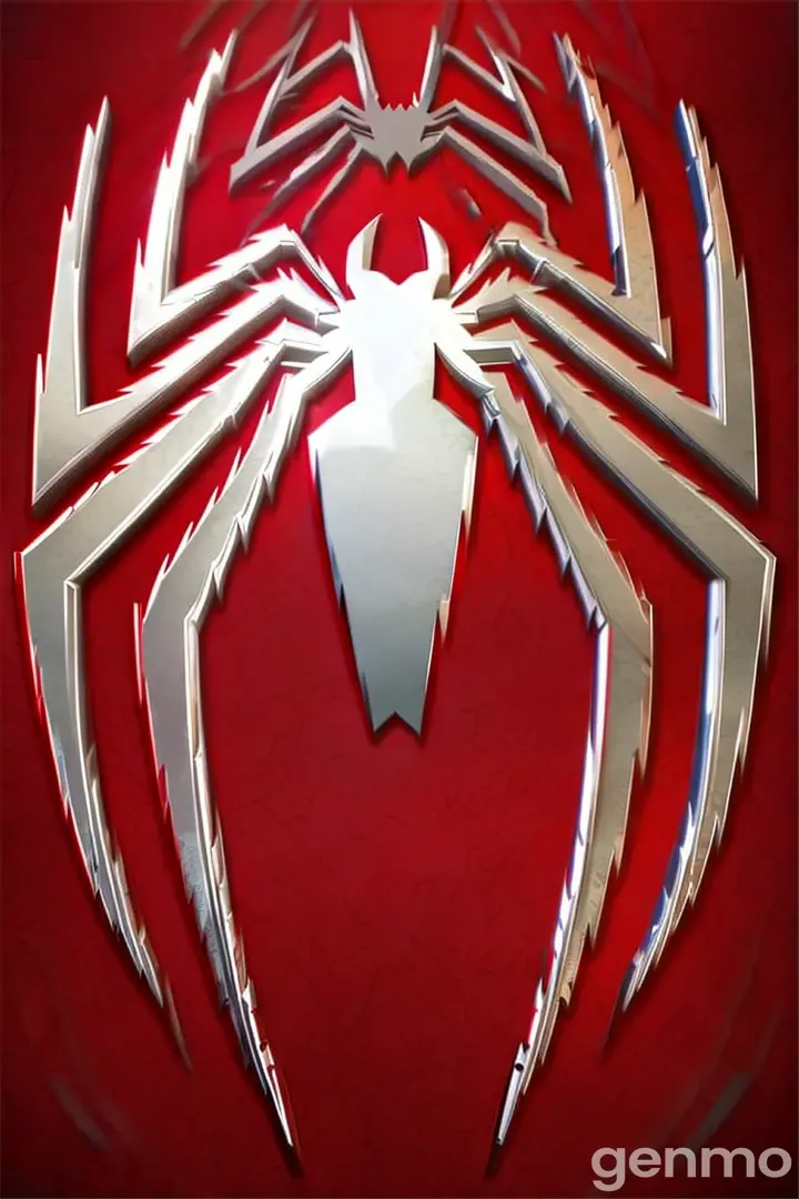 a spiderman logo on a red background