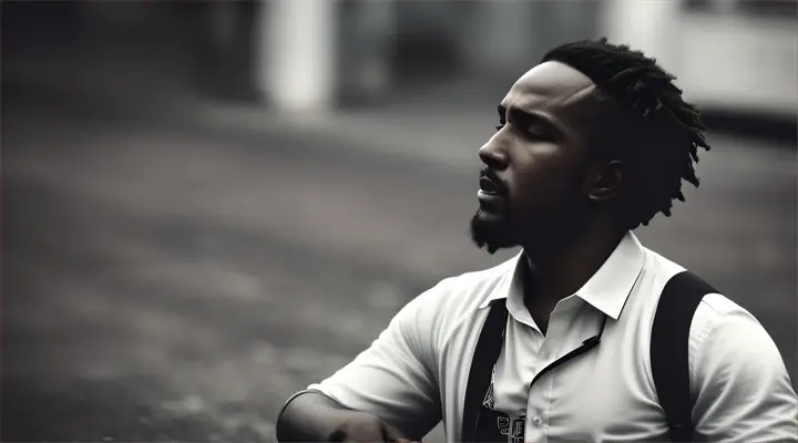 A street poet recites a poem while people stop to listen. The scene alternates between the poet and the audience’s reactions, capturing the emotion of the moment.