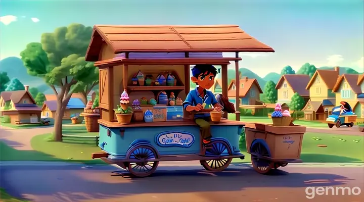 a cartoon of a man selling ice cream