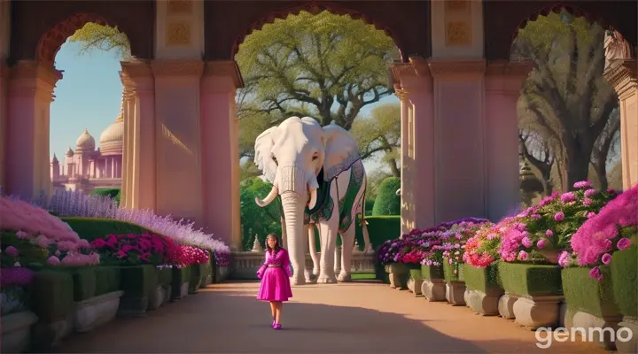 Describe the palace gardens, Sophia's emotions, and the first meeting between Sophia and Rani a White elephant in detail.