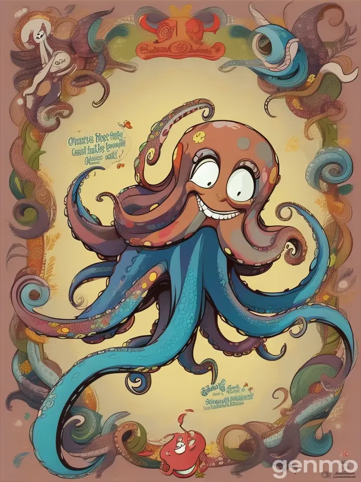 " he said with a wise smile. Reluctantly, octopus agreed. cartoon illustration 