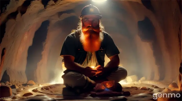 Deep within the Khewra Salt Mines, a labyrinth of pink, orange, and white tunnels unfolds. A young miner (23) walks, his headlamp illuminating the shimmering crystals. Reaching a cavern with a natural salt dome, he kneels on a simple salt-carved rug. Miners working nearby pause, their faces reflecting the hardship and camaraderie of their lives. He offers a silent prayer, his words echoing in the cavern, a plea for their safety in the heart of the earth. An older miner, his beard dusted with salt, offers a nod of solidarity, a silent prayer shared in the harsh beauty of the mine.