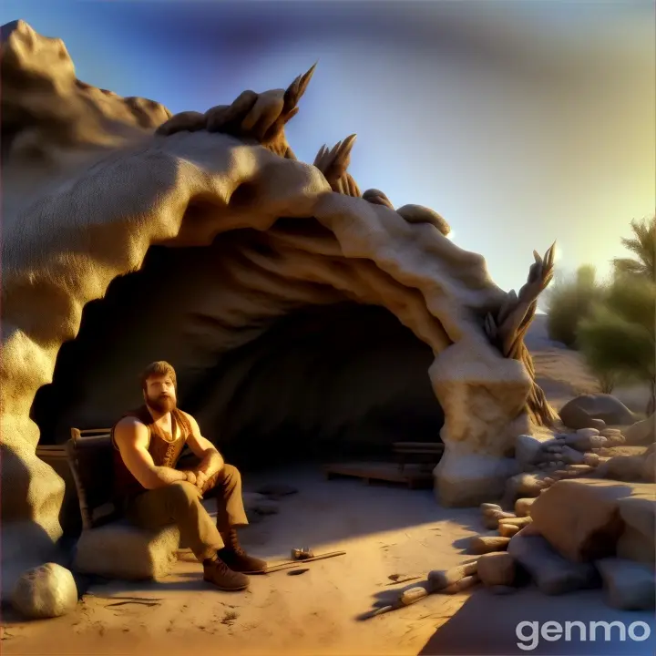 a man sitting in front of a cave format fhotos 4.1