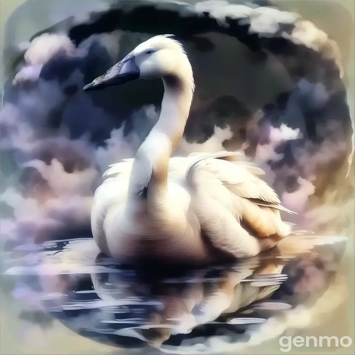 a white goose floating on top of a body of water