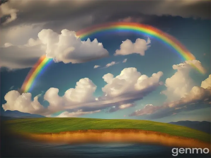 the rainbow in the sky, with the smile cloud