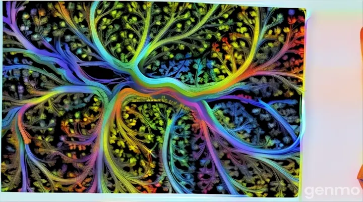 a computer generated image of a colorful tree