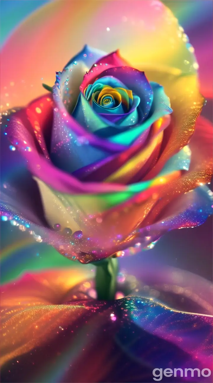 Rainbow rose in the sky, cute, beautiful, fractals 