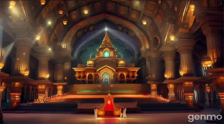 Mahmood gaznavi and his army ,Inside the Temple:The grand interior of the Somnath temple, with statues, treasures, and sacred artifacts, captured in awe-inspiring detail.