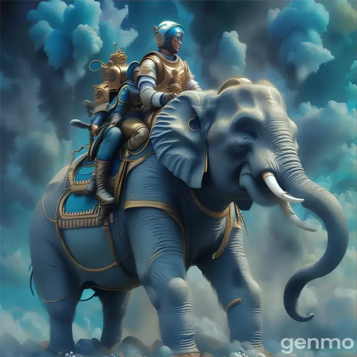 a man riding on the back of an elephant