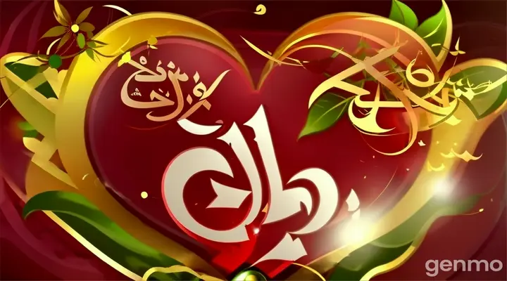 a heart with arabic writing on it