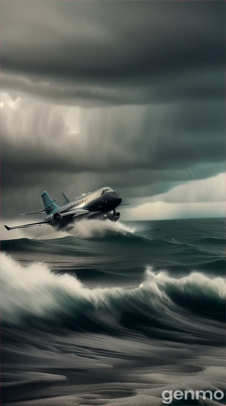 a plane in a hurricane with lightning